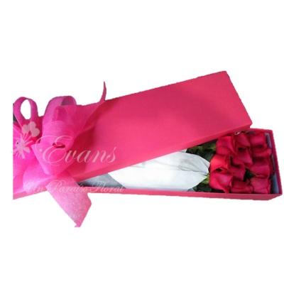 Caja Con Rosas Fucsia